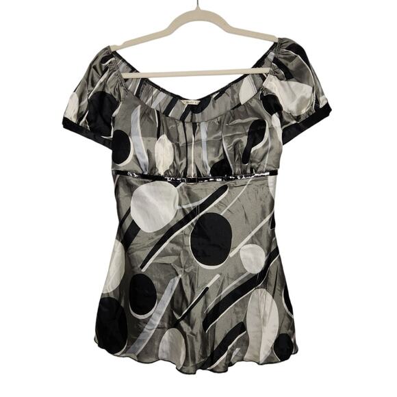 Vintage y2k Studio Y Peplum Office Siren Fairy Grunge Polka Dot Shirt Satin - Picture 1 of 7